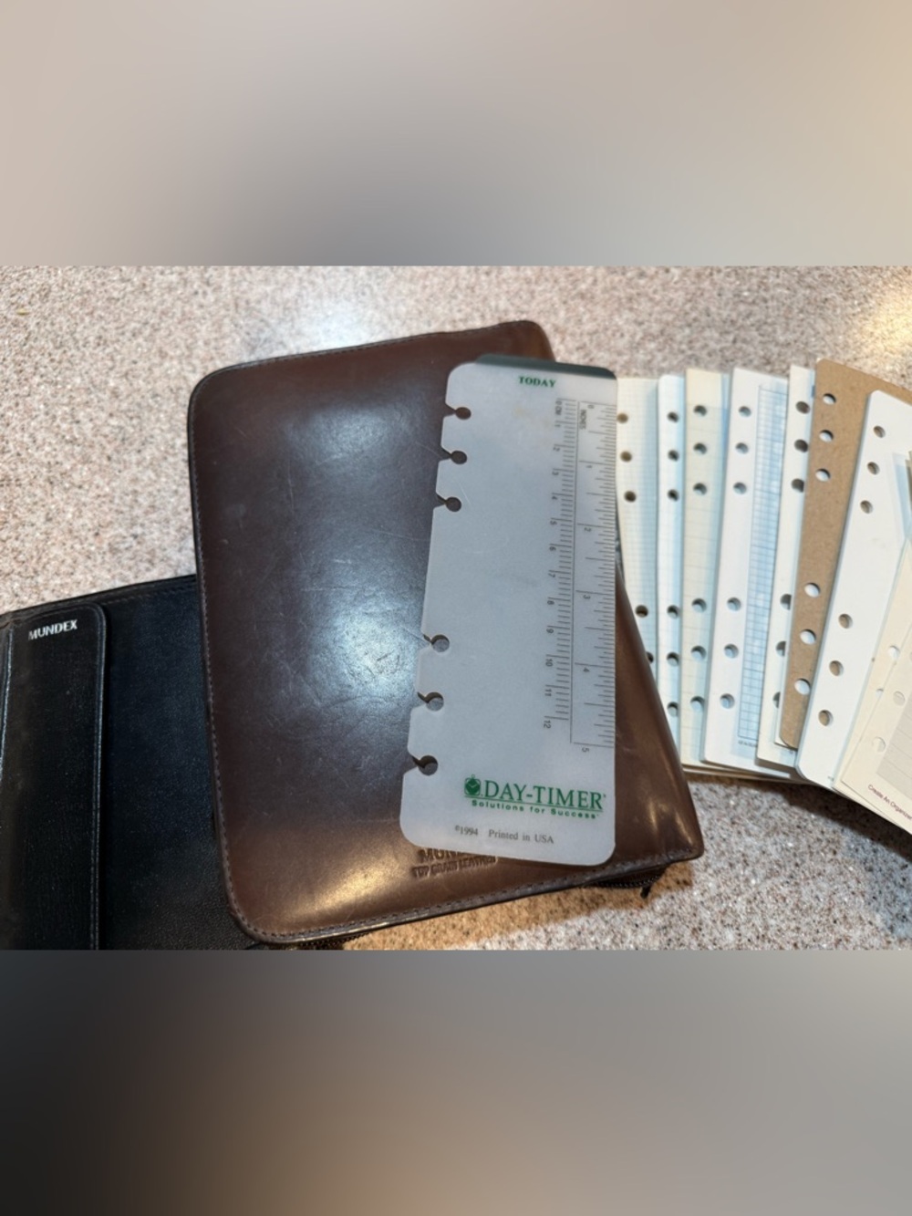 Mundex Leather Planner Binder Bundle Day-Timer Inserts Organizer Set EUC